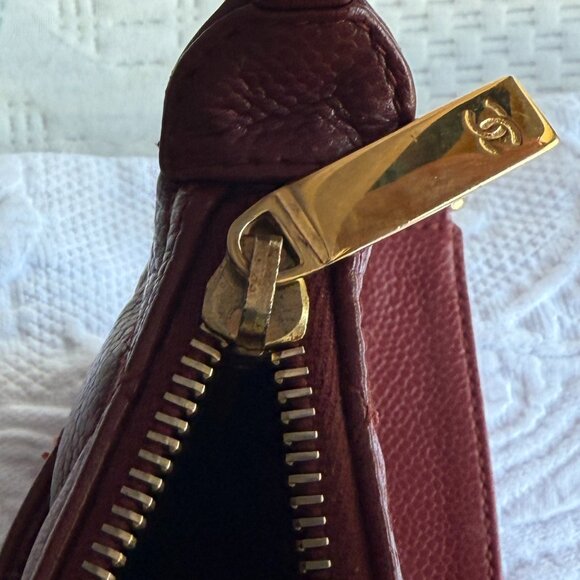 Chanel Burgundy Quilted Mini Bag in Caviar Leather w/ Gold Hardware - Picture 8 of 11